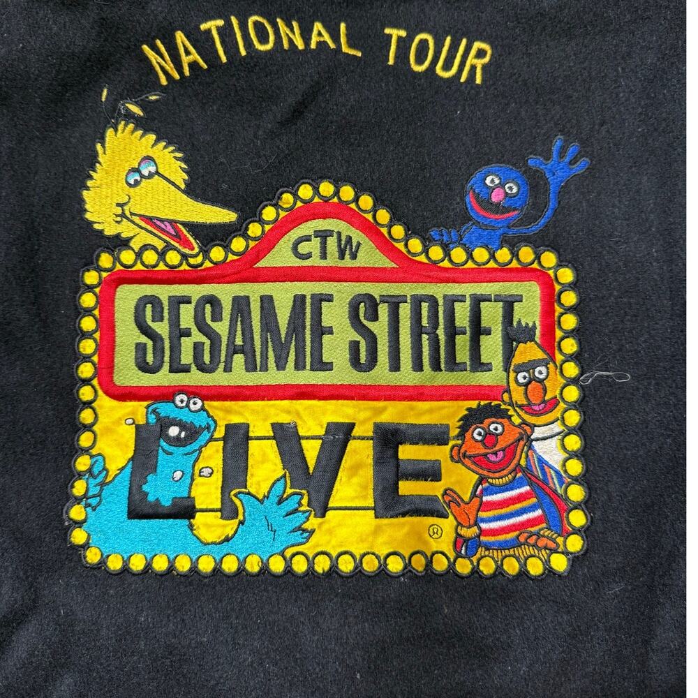 RARE Vintage Sesame Street Live Jacket National Tour Varsity Leather Wool Black - Picture 12 of 12